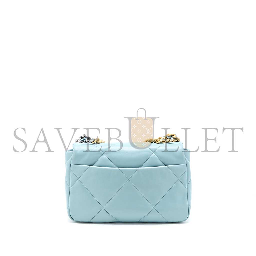 Ch*el 19 bag lambskin light blue multicolour hardware as1160 (26*16*9cm)